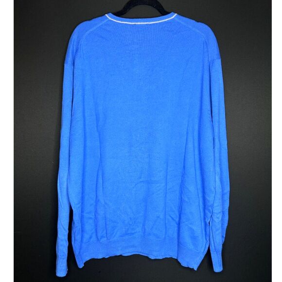 Jos A Bank Mens Blue Cashmere Blend V Neck Preppy Old Money Pullover Sweater 2XL - Picture 3 of 8